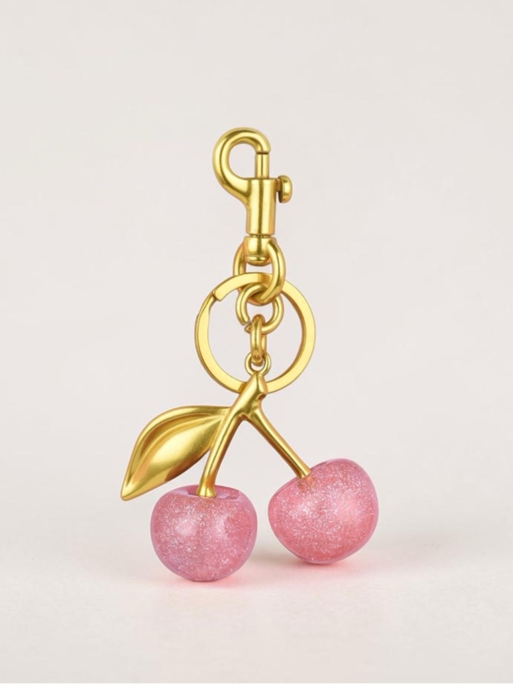 cherry pink glitter bag, charm keychain NEW - Picture 4 of 4